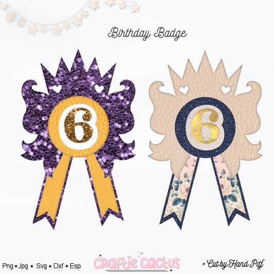 Crown BirthdayCrown Badge Rosette for Birthday | DIY Birthday Party Favors | Girl Rosette Badge svgBadge Rosette ,Cutout Rosette, Birthday Badge SVG, Birthday Rosette Template ,DIY Birthday