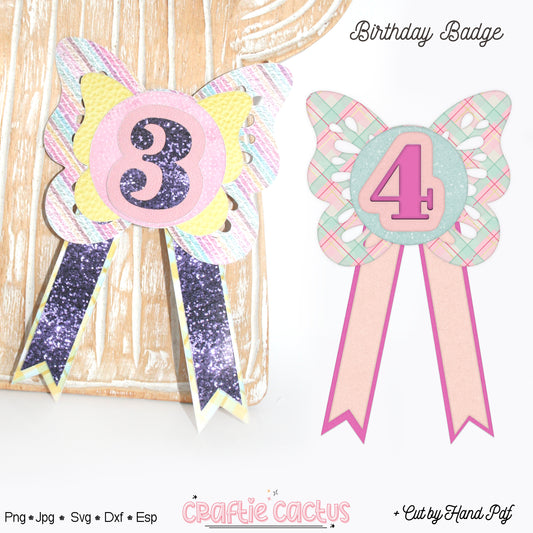 Butterfly Badge Rosette for Birthday | DIY Birthday Party Favors | Rosette Badge svg