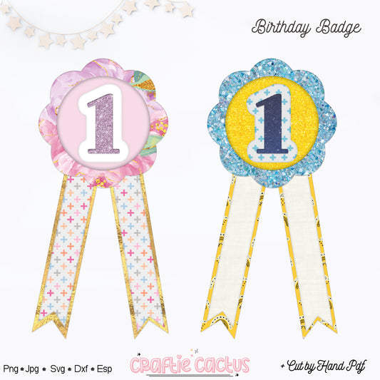 Girly Scalloped Badge Rosette for Birthday | DIY Birthday Party Favors | Girl Rosette Badge svg