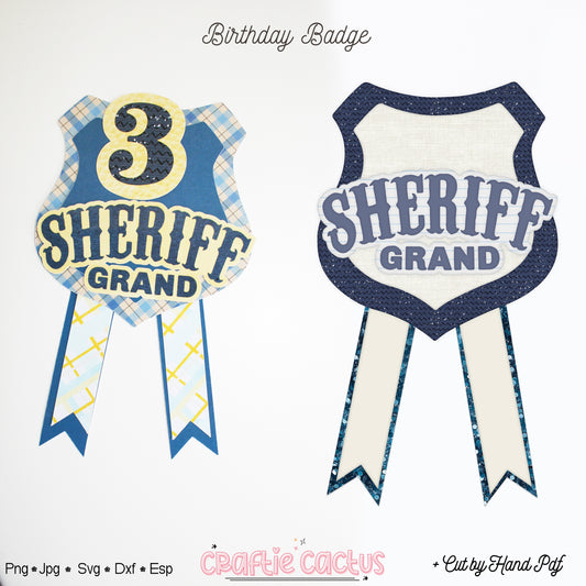 Sheriff Shield Badge Rosette for Birthday | DIY Birthday Party Favors | Rosette Badge svg