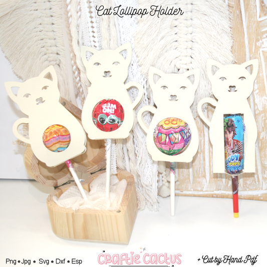 Cat Lollipop Holder Template - Candy Packaging Craftie Cactus
