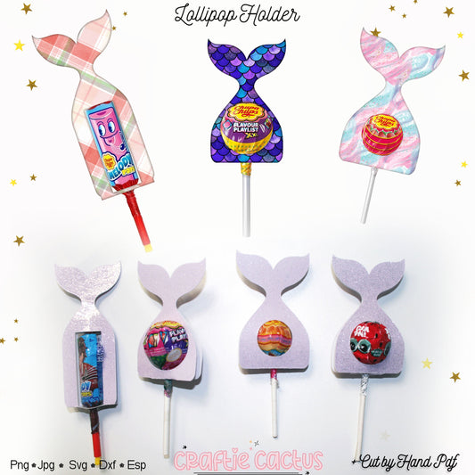 Mermaid Lollipop Holder Template - Candy Packaging Craftie Cactus